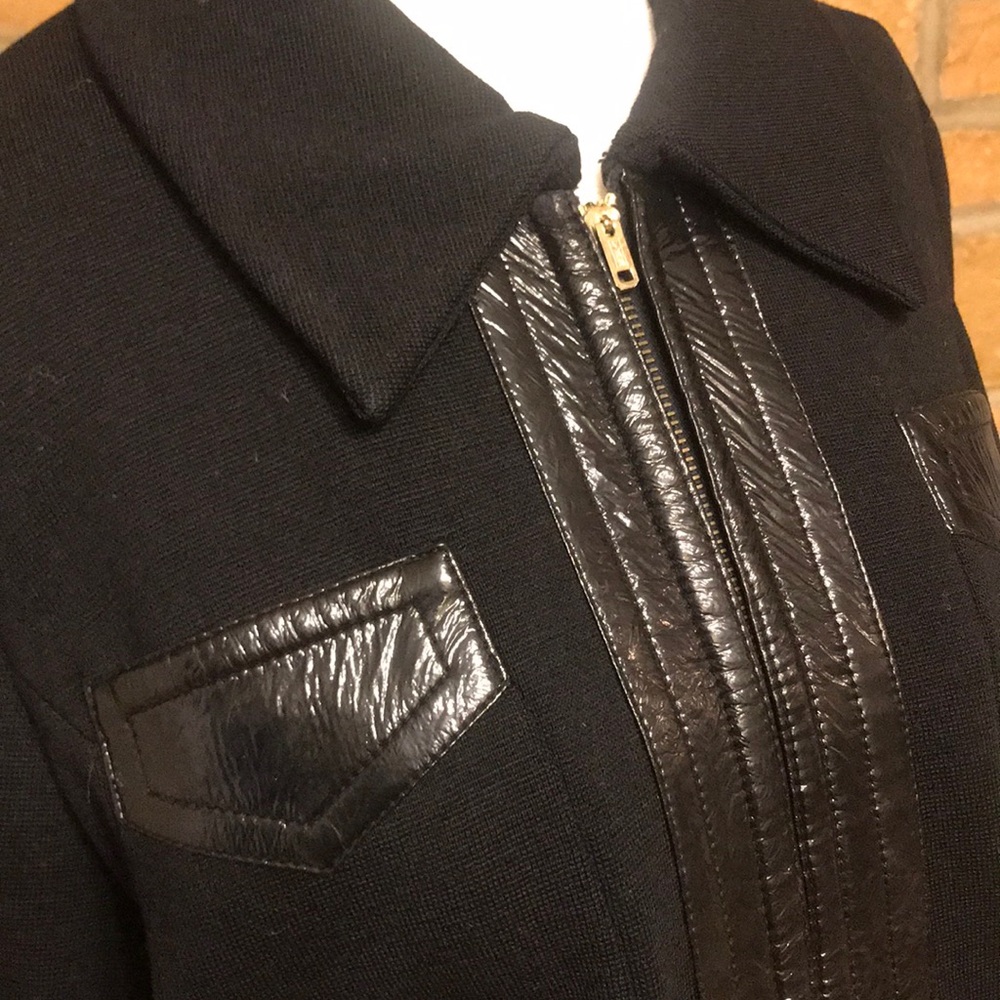 Vintage mod style wool jacket with vinyl trim